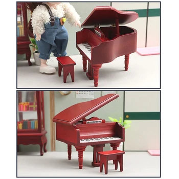 1:12 Miniatiūriniai Lėlių Pianino Kėdė Su Fortepijono Modelis Kambarį Baldų Reikmenys Doll House Dekoro Vaikams Žaislas Dovana