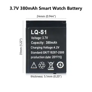 1-4pcs Smart Watch Baterija Patvari SmartWatch LQ-S1, 3,7 V 380mA Ličio Įkraunama Baterija DZ09 W8 A1 QW09 KSW-S6 RYX-NX9