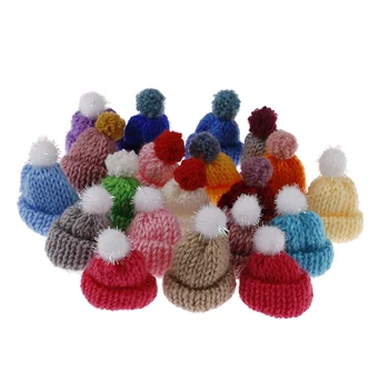 10 Vnt Mezgimo Mini Pompon Skrybėlės 