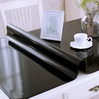 1mm vandeniui naftos įrodymas plastiko PVC staltiesė minkšta stiklo staltiesė mados pvc stalo tekstilė black non-slip lentelė kilimėlis dangtis