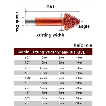 1PC 6/10/20mm Raudonas Brazed Diamond Kelvedžio Bitai Graviravimas Šlifavimo Kelvedžio Bitai CNC Akmens Graviravimas Mašinos