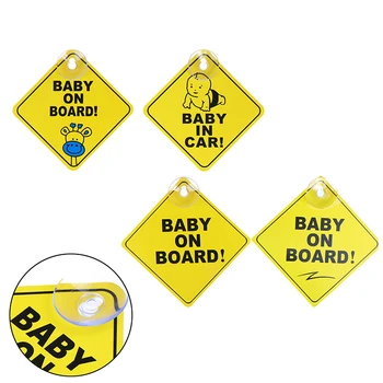 1pc Kūdikių Laive Saugos Automobilio Langą siurbtukas Geltonas Įspėjamasis Ženklas Accesorios Vairavimo Accesorios Automobilių Lipdukai