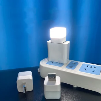 1Pcs Lauko USB Kištukinė Lemputė Mini LED Nakties Šviesos Galia Banko Įkrovimo Knygos Žibintai Maži, Apvalūs Skaityti Akių Apsauga Lempos
