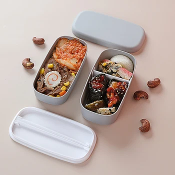 2 Sluoksnių Bento Box Eco-Friendly Priešpiečių Dėžutė Maisto Konteineryje Kviečių Šiaudų Medžiaga Microwavable Indai Maisto Saugojimo Talpyklos