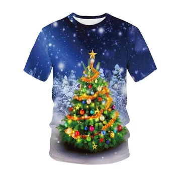 2022 Naują Kalėdų T-Marškinėliai Vyrams, Prekės ženklo Dizainas Santa Claus ir Kalėdų Medžio Sniego Vakarų Atostogų Vyrų Spausdinti 3D Atsitiktinis Didelio Dydžio