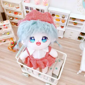 20cm Mėlyna plaukų Baby Doll Pliušinis Lėlės Drabužius Puikus Žaislai, Lėlės Priedai Korėja Kpop EXO YiBo Idol 