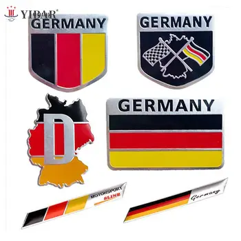 3D Aliuminio Auto Automobilio Emblema Vokietija vokietijos Vėliava Logotipas Grotelės Ženklelis, lipdukas, Decal