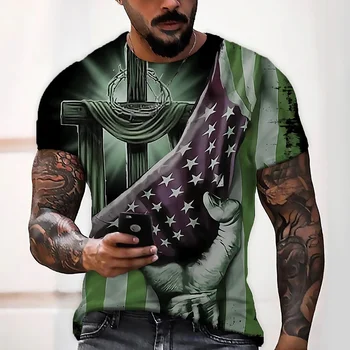 3D Amerikos Vėliavos Spausdintos Grafikos Marškinėliai Vasaros Vyrų Negabaritinių Marškinėliai Įgulos Kaklo Mados Užsakymą Marškinėliai Camisetas Streetwear 6xl