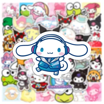 50pcs Sanrio Anime Mano Melodija Hello Kitty Kuromi Cinnamoroll Animacinių filmų Mielas Lipdukai Mergina Kawaii Anime Lipdukai Žaislas Tatuiruotė Lipdukai