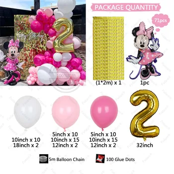 71pcs Disney Minnie Mouse Folija Balionai Aukso Uždanga China 32inch Skaičius Balionai Mergaitės Gimtadienio vakarėlis, Baby Shower Dekoro Dovanos