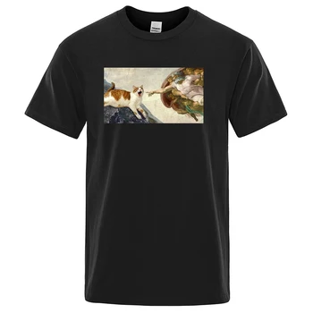 Adomo Spaudinių T-Shirt Vyrams Harajuku O-Kaklo Tshirts Negabaritinių Minkštos Medvilnės, Apsisiautusi Streetwear Laisvas Žmogus Marškinėlius
