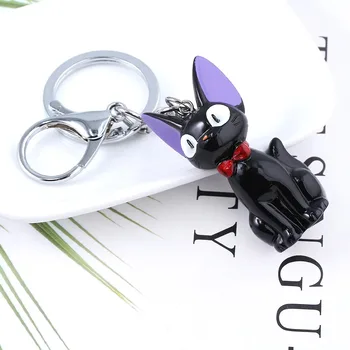 Anime Black Kiki JiJi Katė Keychain Hayao Miyazaki paketų prižiūrėtojų raktinę Kiki ' s Delivery Service Pav Žaislai Vaikams, Suvenyrų Papuošalai