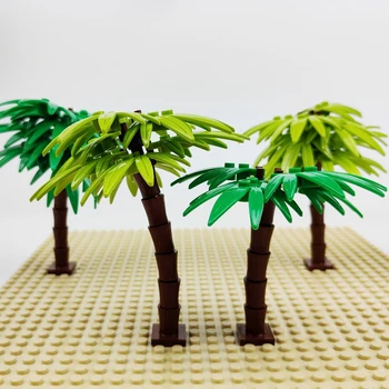 Blokai Palmės, Kokoso Medžio Žalią Sodą Kraštovaizdžio Atogrąžų Paplūdimio Augalų Blokuoti Žaislas Suderinama Lego Plytų Žaislas Vaikams