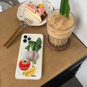 Daržovių, bananų, pomidorų 3D Česnakai stovo laikiklį telefono Galinį dangtelį atveju iphone, 12 mini Pro 13 Max XR X XS 8 7 Plius 6s 11 6 byloje