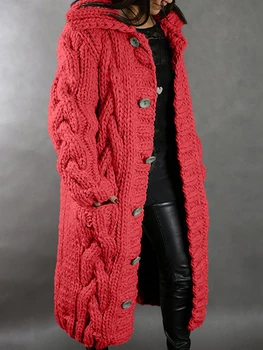 Fitshinling Derlius Žiemos Džemperis Cardigan Twist 5XL Mados Negabaritinių Megzti Paltai Moterų Ilgi susagstomi megztiniai Mados Striukės Naujas