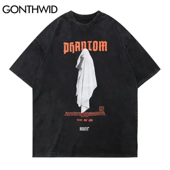 GONTHWID Tshirts Hip-Hop Nelaimę didžiuoju Pirštu Dvasios Streetwear Tees Marškinėliai Harajuku Hipster Atsitiktinis Medvilnės trumpomis Rankovėmis Viršūnes