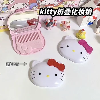 Hello Kitty Animacinių filmų Flip-Veidrodis Kūrybos Ponios Atlikti Pakabukas Mielas Makiažo Veidrodėliai Draugėms Dovanų