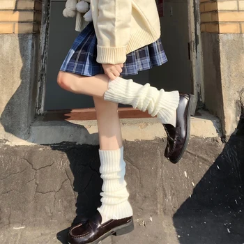 Japonijos Lolita Saldus Mergina Kojų Šilčiau Kojinės Moterims, Ilgą Kelio Vilnos Kamuolys Mezgimo Koja Padengti Cosplay Rudenį, Žiemą Šilta Punk Y2k Kojinės