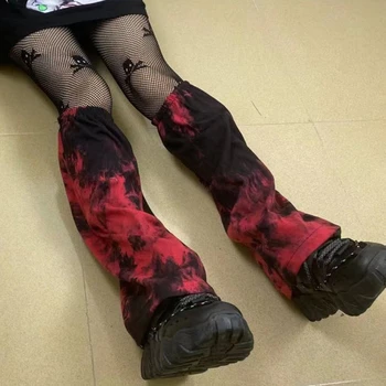 Japonijos Moterys Punk Blauzdos Ilgio Kojinės Harajuku Kruvinas Gotikos Gradientas Kojų Šildytuvus su Elastinga Viršuje Sudegintasis Kojų Dangtis