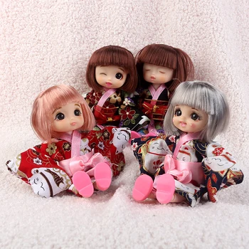 Japonų drabužių 16cm Kimono Mergina BJD Doll 13 Kilnojamojo Bendras Lėlės 3D Akis Žaislas Mergaitę sudaro Bjd Žaislai