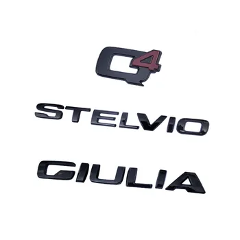 Juoda Q4 GIULIA STELVIO Laišką Emblema Automobilių Lipdukai Alfa Romeo Giulia Stelvio Išorės Apdailos Reikmenys