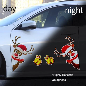 Kalėdinė Dekoracija Automobilių Lipdukas Magnetinis Lipdukas, Šaldytuvas Magnetai, Lemputės, Kalėdų Senelis, Senis Besmegenis Atspindintis Lipdukas Automobilių Puošimas