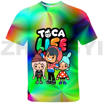 Karšto Mielas Toca Boca 3D T-shirt Vaikų Anime Marškinėliai Toca Gyvenimo Pasaulyje Harajuku Moterų Negabaritinių Marškinėlius Atsitiktinis Kasdien Tracksuit