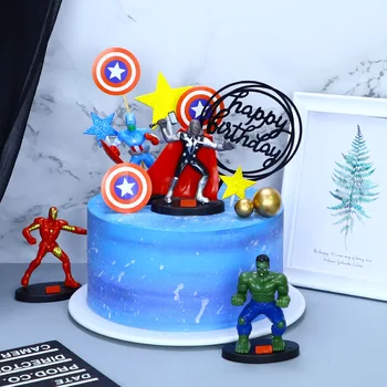 Keršytojas Gimtadienio Pyragas Apdaila Plastikinių Spiderman, Supermeno Geležinis Žmogus Kapitonas Amerika Dekoravimas Žaislus Vaikams Dovanos