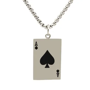 Lucky Ace Of Spades Vyrų Pareiškimą Žaisti Kortų Pokerio Pakabukas Karoliai, Aukso/Sidabro Spalvos Nerūdijančio Plieno Mados Juvelyrika Dovana
