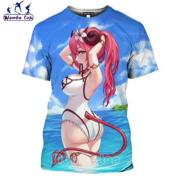 Mamba Top Anime Tees Paplūdimio Grožio Vyrų marškinėliai 3D Spausdinimo Sexy Girl Marškinėliai Moterims Drabužių Hentai maudymosi kostiumėlį Bikini Loli Anime Dizainas
