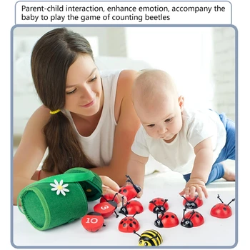 Montessori Skaičiavimo Biedronka Mediniai Švietimo Žaislai 0-10 Numeriai Mokymosi Skaičiuoti Vabalas Manė, Kuprinė Žaislas Vaikams