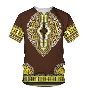 Moteriški marškinėliai Afrikos Dashiki Spausdinti Etninės Senovinių Liaudies užsakymą Drabužių 2022 Vasaros Atsitiktinis Unisex Trumpas Rankovėmis Grafinis Viršūnės