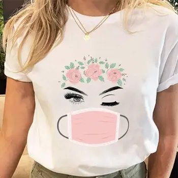 Moterų Blakstienas Stilius Puikus Saldus Spausdinti Tees Marškinėlius Animacinių Filmų Moterų Drabužiai Viršūnes Spausdinti Ponios Mados Grafinis T-Shirt