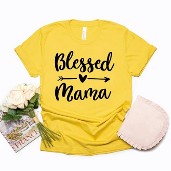 Palaimintas Mama Marškinėliai Palaimino Mama, T-Shirt Mama Gyvenimas Tee Motinos Diena Dovana Moterims Atsitiktinis Viršūnes Tshirts Vasaros trumpomis Rankovėmis T Shirts