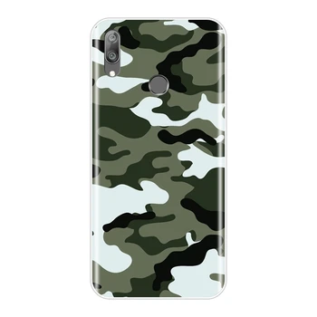 Paslėpti Karinę Camo Armijos Galinio Dangtelio Huawei Y9 Y7 Y6 Pro Prime 2019 Minkštas Silikoninis Telefono Dėklas, Skirtas 