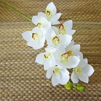 Prabangus Didelis Cymbidium filialo Nekilnojamojo touch, 3D spausdinimas orchidėja, Dirbtinės Gėlės kambarį apdaila flores artificiales