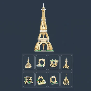 Prancūzija Garsėja Miesto Architektūra Plytų Paryžiaus Septynių Pasaulio Stebuklų, Eifelio Bokšte, Big Blokai Modelis Vaikams, Žaislų, Dovanų