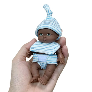 Reborn Baby Lėlės Apdailos Mini Lėlės 12cm Drabužius Švietimo Žaislas Imituojamas Kūdikis Reborn Bamblys Rinkinys Berniukas ir Mergaitė Mėlyna Akių