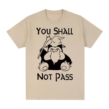 Snorlax Jums Negali Praeiti T-shirt Juokinga Medvilnės Vyrų marškinėliai Naujas TEE MARŠKINĖLIUS Moterų Topai