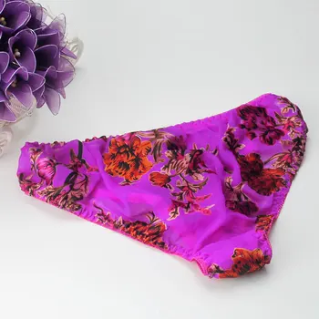 Supuvusios gėlės patogus, kvėpuojantis šilko kelnaitės grynas mulberry šilko ponios kelnės skaidrus print plus-dydis