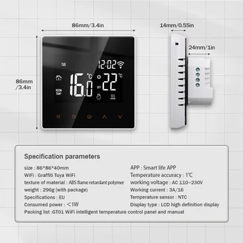 Tuya WiFi Smart Termostatas, Elektrinis Grindų Šildymas TRV Vandens Dujų Katilo Temperatūra Balso valdymo pultelio, skirta 