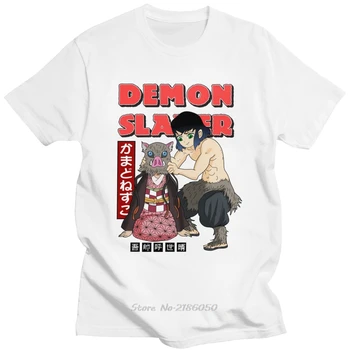 Unikalus Demon Slayer T-shirt Vyrai Streetwear Kimetsu Nr. Yaiba Marškinėliai trumpomis Rankovėmis Nezuko Ir Inosuke Medvilnės Marškinėlius Tees Harajuku