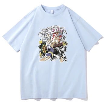 Unisex Demon Slayer Anime T-Shirt Uzui Tengen Apvalios Kaklo Atsitiktinis