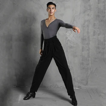 Vyrai lotynų Šokių Kelnes Juodos spalvos Raišteliu Kelnės Chacha Samba Tango, Latin, Šokių Drabužių Pramoginių Šokių Kelnes Dancewear SL4354
