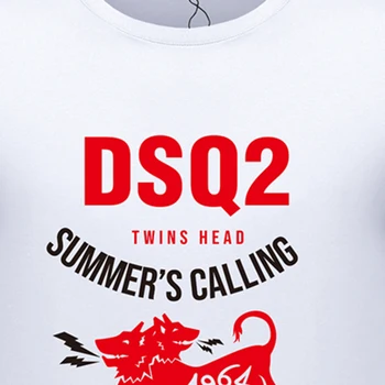 Vyrai Vasarą Naują Spausdinimo T-Shirt DSQ2 Prekės Mens Mados Atsitiktinis Palaidų Medvilnės trumpomis Rankovėmis Pora Tees Gatvės Hip-Hop Sportas T-Shirt