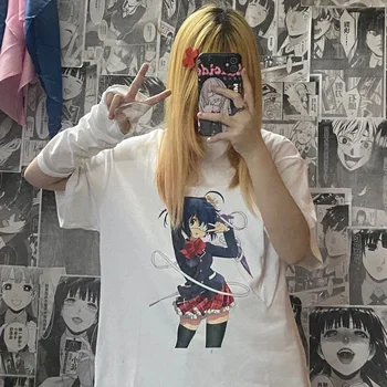 Vyriški T-shirt Mozaikos Anime Marškinėliai Harajuku Negabaritinių marškinėliai Vyrams, Moterims T Marškinėliai Atsitiktinis Palaidų Trumpas Rankovės Grafinis Tee Marškinėliai