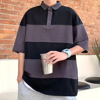 Vyrų marškinėliai Vasaros Japonijos Kolegijos Drabužių Unisex Gražus Streetwear Pasukite Žemyn Apykaklės Baggy Preppy Stilingas Atsitiktinis Populiarus BF