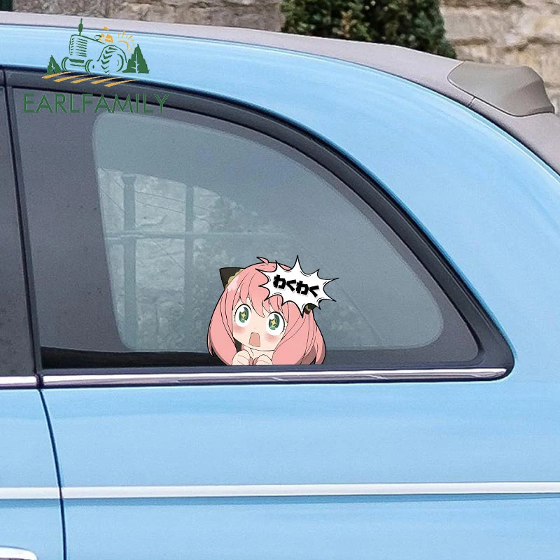 EARLFAMILY 13cm x 10.3 cm Ania Wakuwaku Spy X Šeimos Peeker Automobilių Lipdukai Anime nuo Saulės poveikio apsaugantys Lipdukai, Vinilo Automobilių Durų Raštas Nuotrauka 0