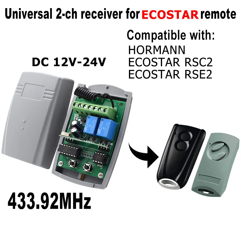 HORMANN ECOSTAR RSC2 RSE2 nuotolinio valdymo imtuvas ECOSTAR 433.92 mhz imtuvo nuotolinio valdymo jungiklis, garažo vartai Nuotrauka 0