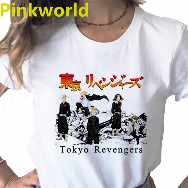 Japonijos Tokijo Revengers Anime spausdinti ponios T-shirt atsitiktinis pagrindai O-apykakle balti marškiniai trumpomis rankovėmis ponios marškinėliai,Lašas Laivas Nuotrauka 1